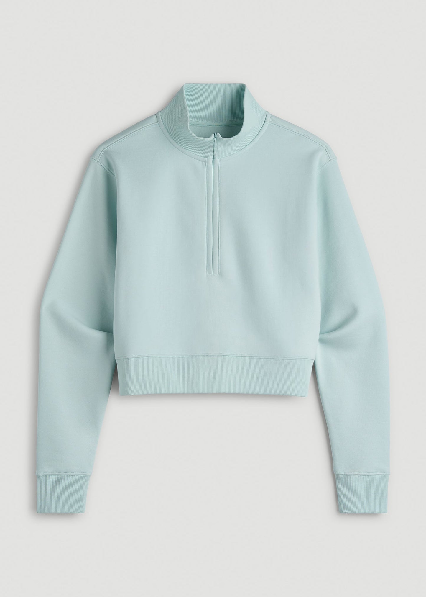 American Tall Women Wearever 2.0 Fleece Half-Zip Cropped Sweatshirt for Tall Women in Opal Blue
