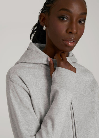 American Tall Women Wearever Fleece Cropped Zip-Up Hoodie for Tall Women in Grey Mix