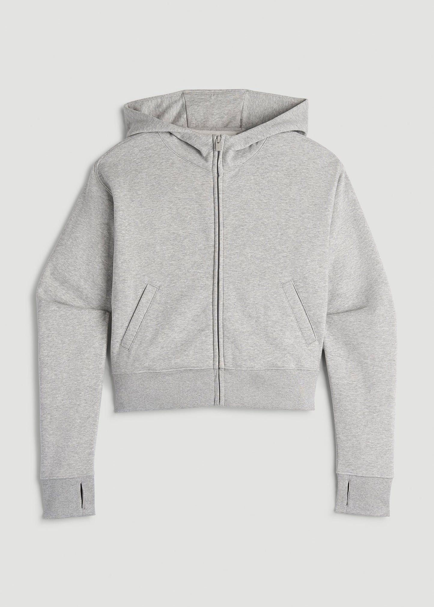 American Tall Women Wearever Fleece Cropped Zip-Up Hoodie for Tall Women in Grey Mix