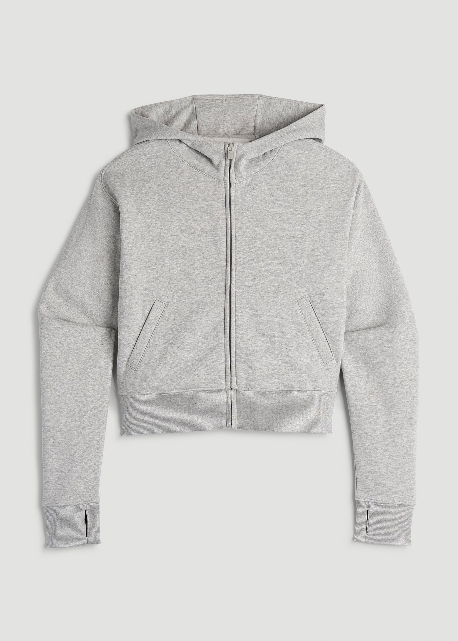 American Tall Women Wearever Fleece Cropped Zip-Up Hoodie for Tall Women in Grey Mix