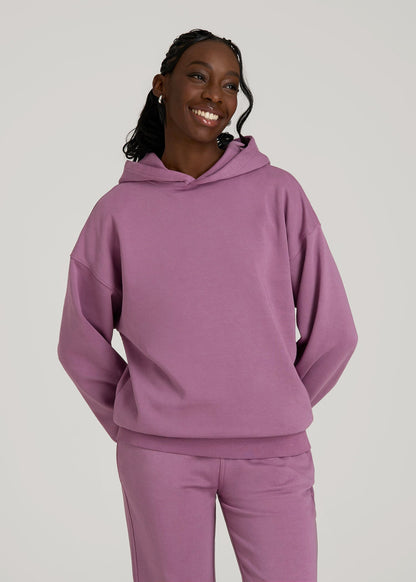 American Tall Women Garment Dyed Hoodie for Tall Women in Argyle Purple