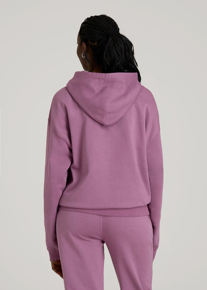 American Tall Women Garment Dyed Hoodie for Tall Women in Argyle Purple