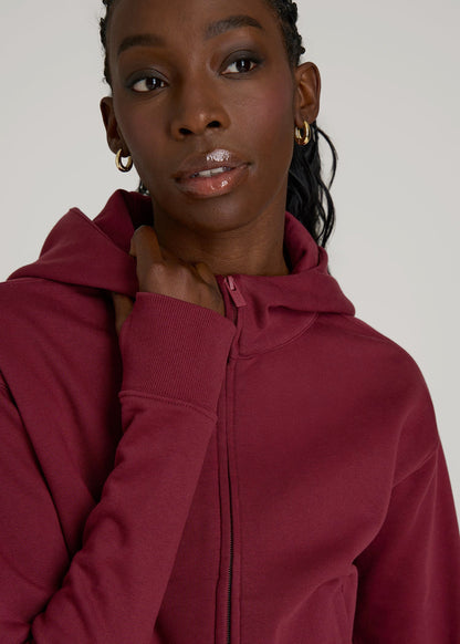 American Tall Women Wearever Fleece Cropped Zip-Up Hoodie for Tall Women in Tawny Port