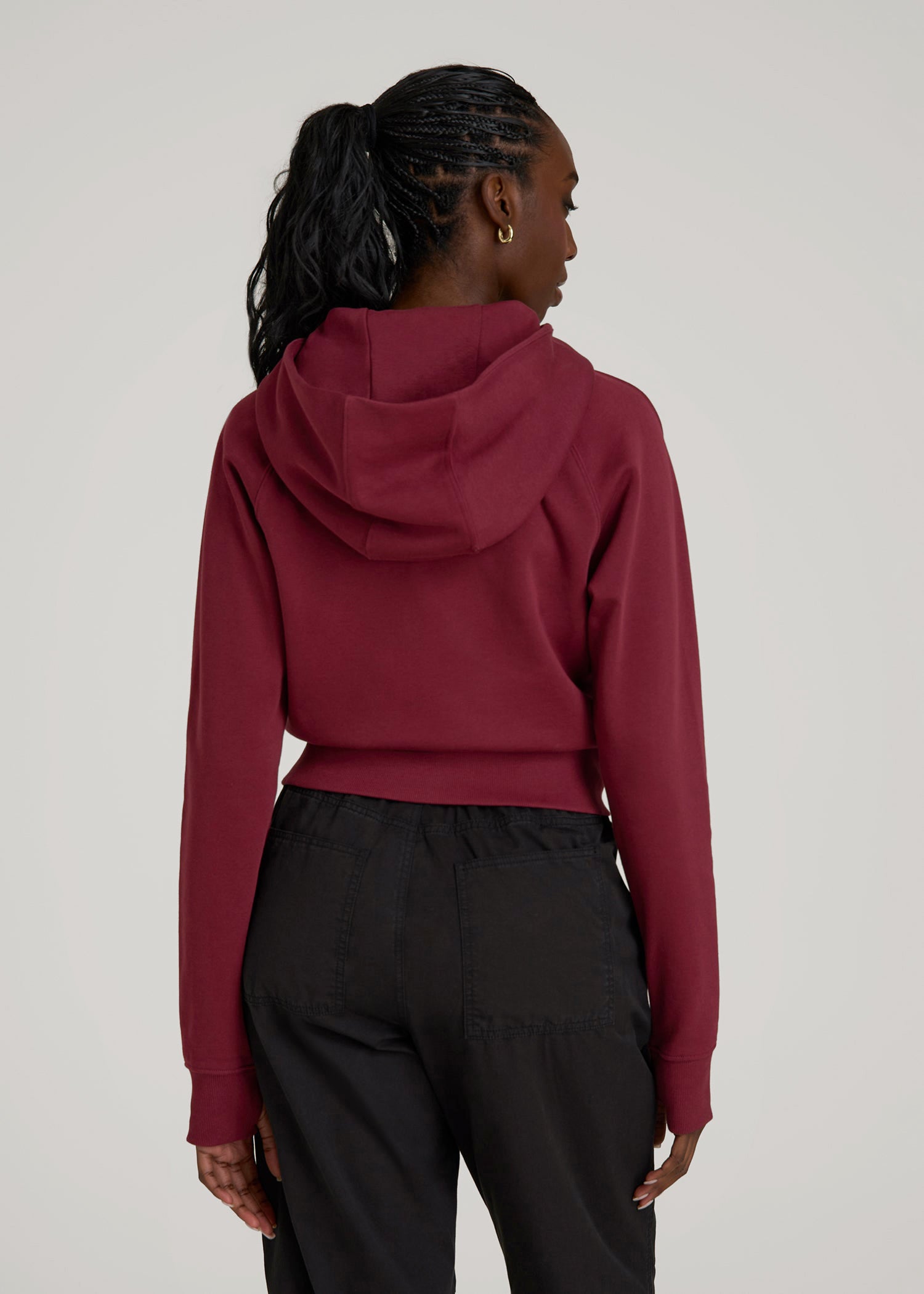 American Tall Women Wearever Fleece Cropped Zip-Up Hoodie for Tall Women in Tawny Port