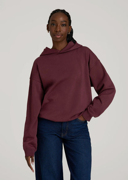 American Tall Women Garment Dyed Hoodie for Tall Women in Tawny Port