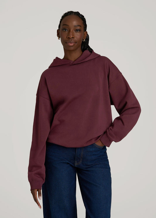 American Tall Women Garment Dyed Hoodie for Tall Women in Tawny Port