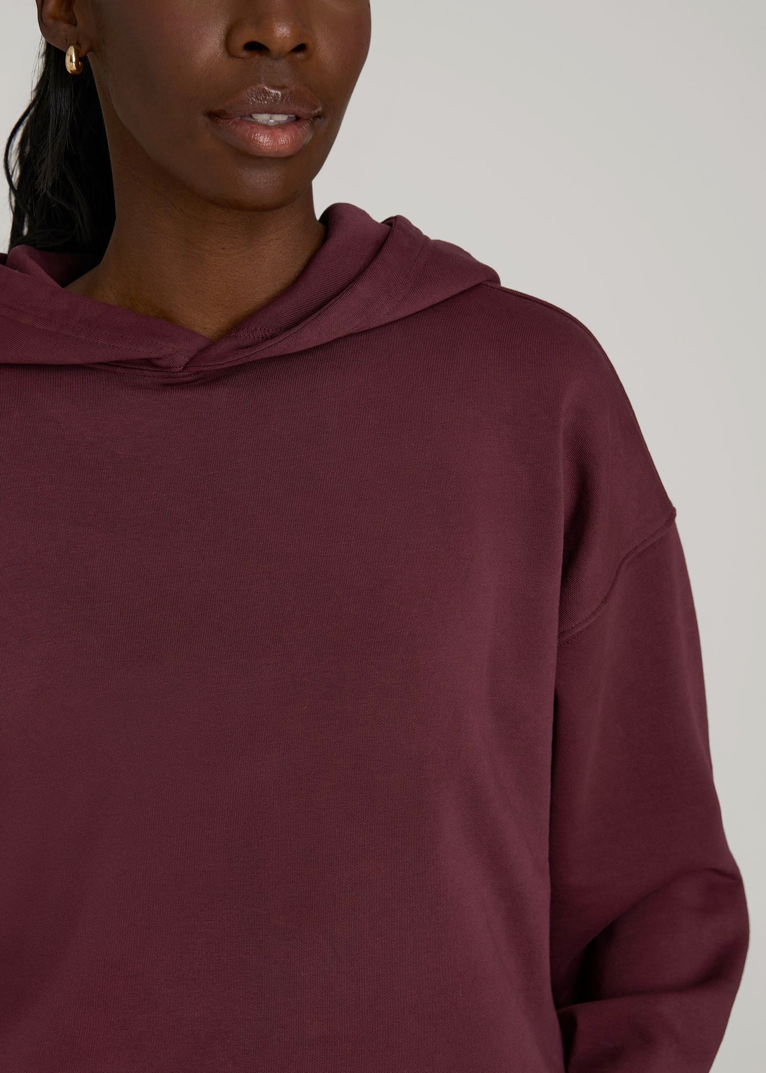 American Tall Women Garment Dyed Hoodie for Tall Women in Tawny Port