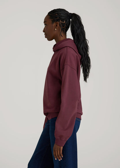 American Tall Women Garment Dyed Hoodie for Tall Women in Tawny Port
