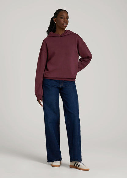 American Tall Women Garment Dyed Hoodie for Tall Women in Tawny Port