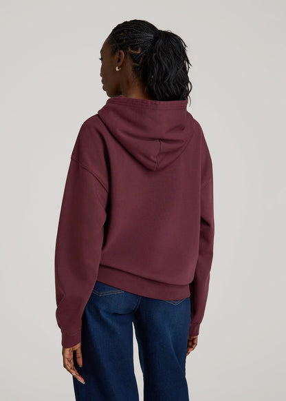 American Tall Women Garment Dyed Hoodie for Tall Women in Tawny Port