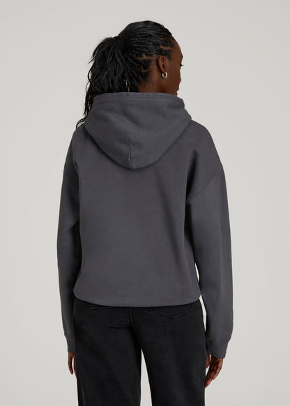 American Tall Women Garment Dyed Hoodie for Tall Women in Charcoal Rinse