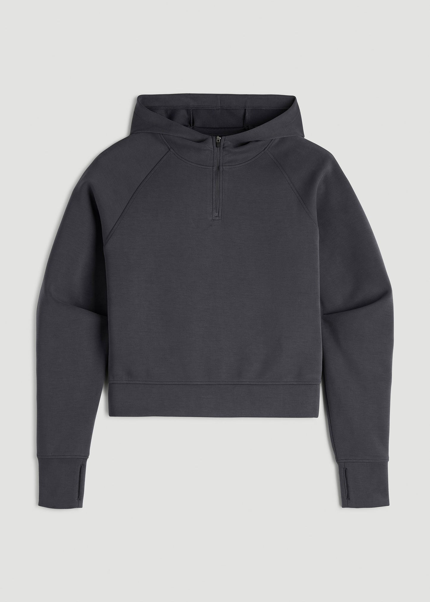 American Tall Women Soft Motion Cropped Zip Up Hoodie for Tall Women in Charcoal Rinse