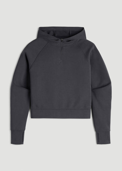 American Tall Women Soft Motion Cropped Zip Up Hoodie for Tall Women in Charcoal Rinse