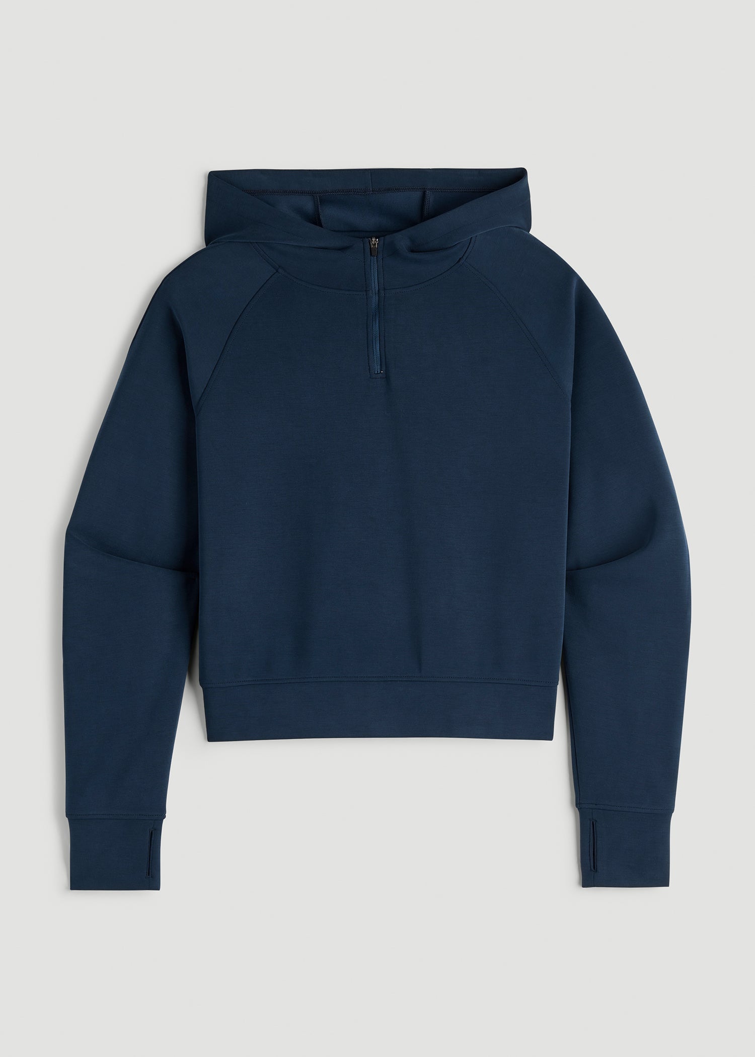 American Tall Women Soft Motion Cropped Zip Up Hoodie for Tall Women in Evening Blue