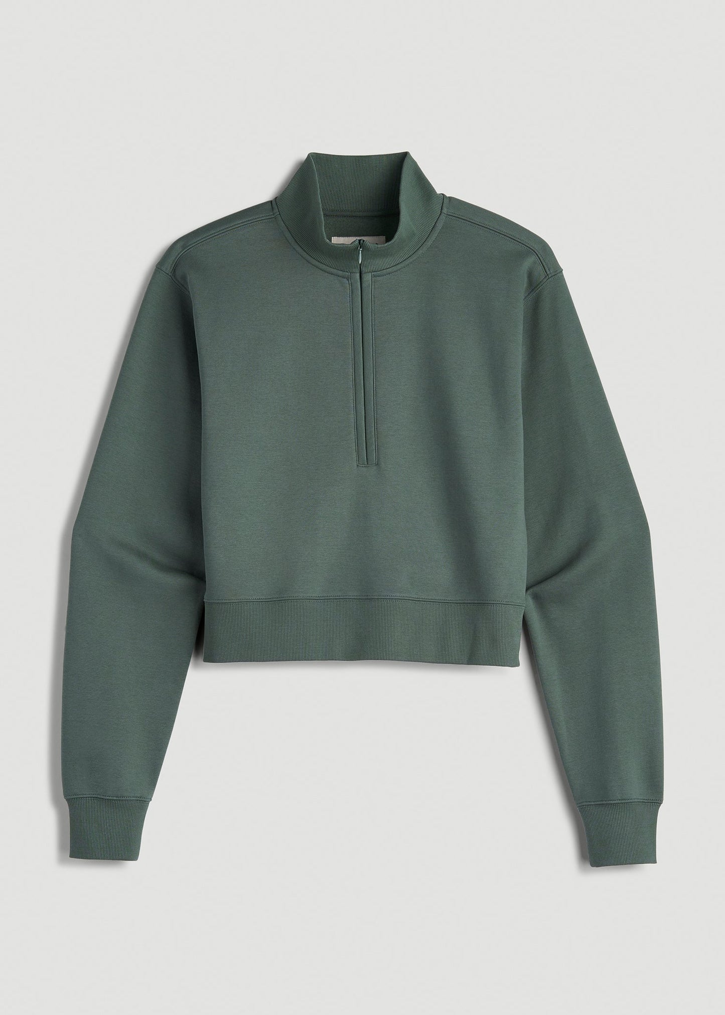 American Tall Women Wearever 2.0 Fleece Half-Zip Cropped Sweatshirt for Tall Women in Balsam Green