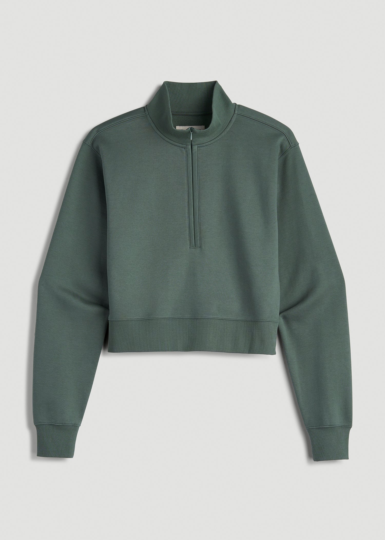 American Tall Women Wearever 2.0 Fleece Half-Zip Cropped Sweatshirt for Tall Women in Balsam Green