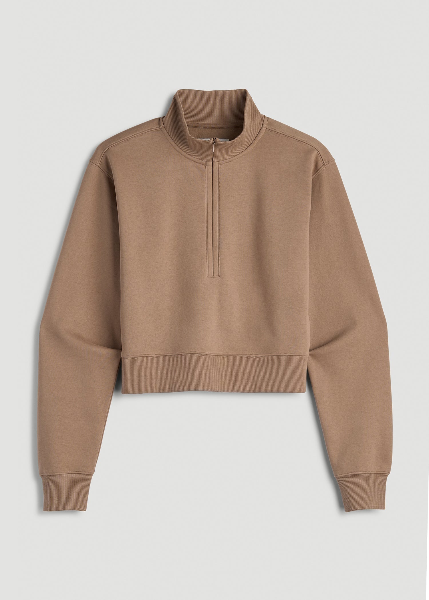 American Tall Women Wearever 2.0 Fleece Half-Zip Cropped Sweatshirt for Tall Women in Woodsmoke