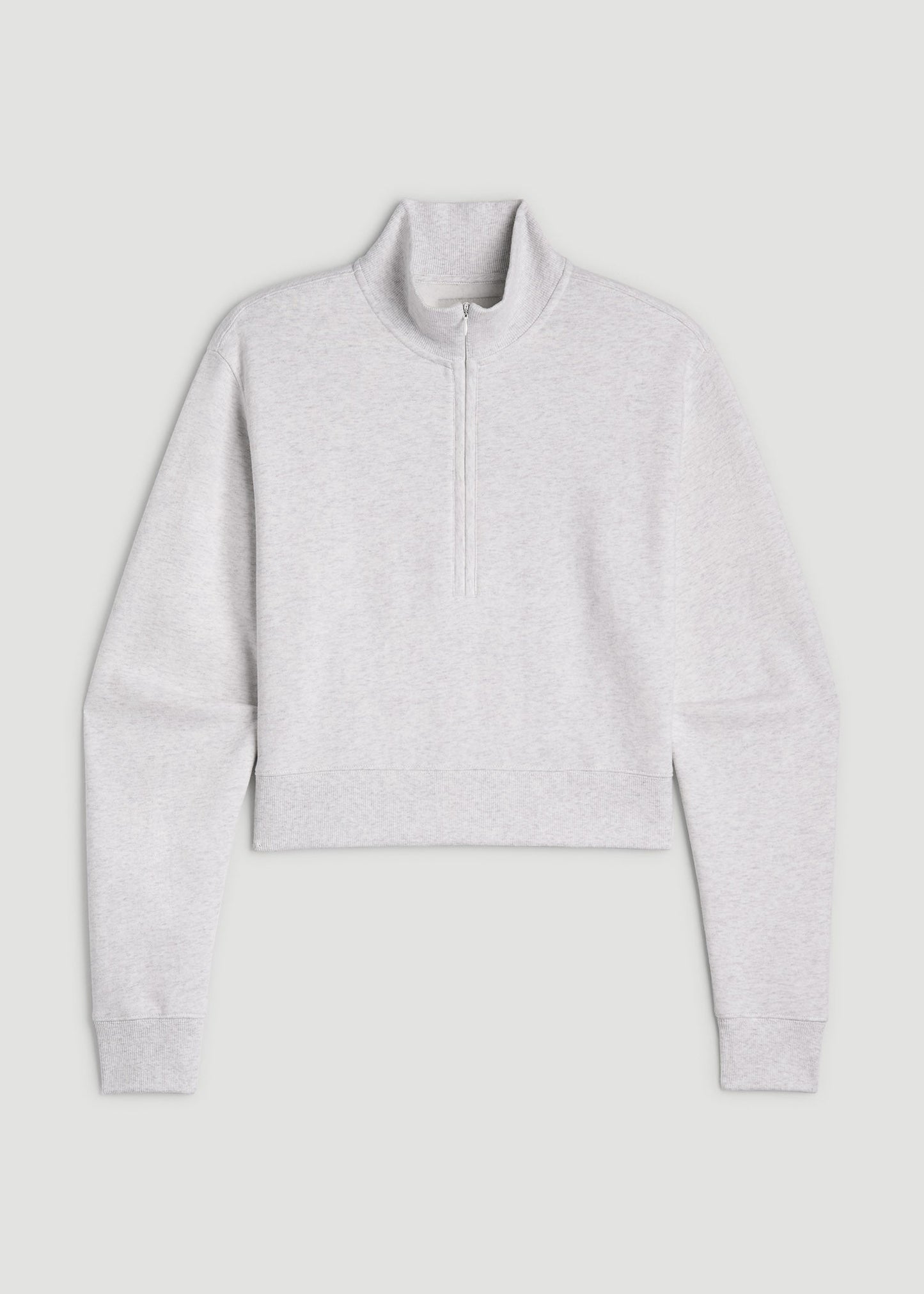 American Tall Women Wearever 2.0 Fleece Half-Zip Cropped Sweatshirt for Tall Women in Heather Cloud White