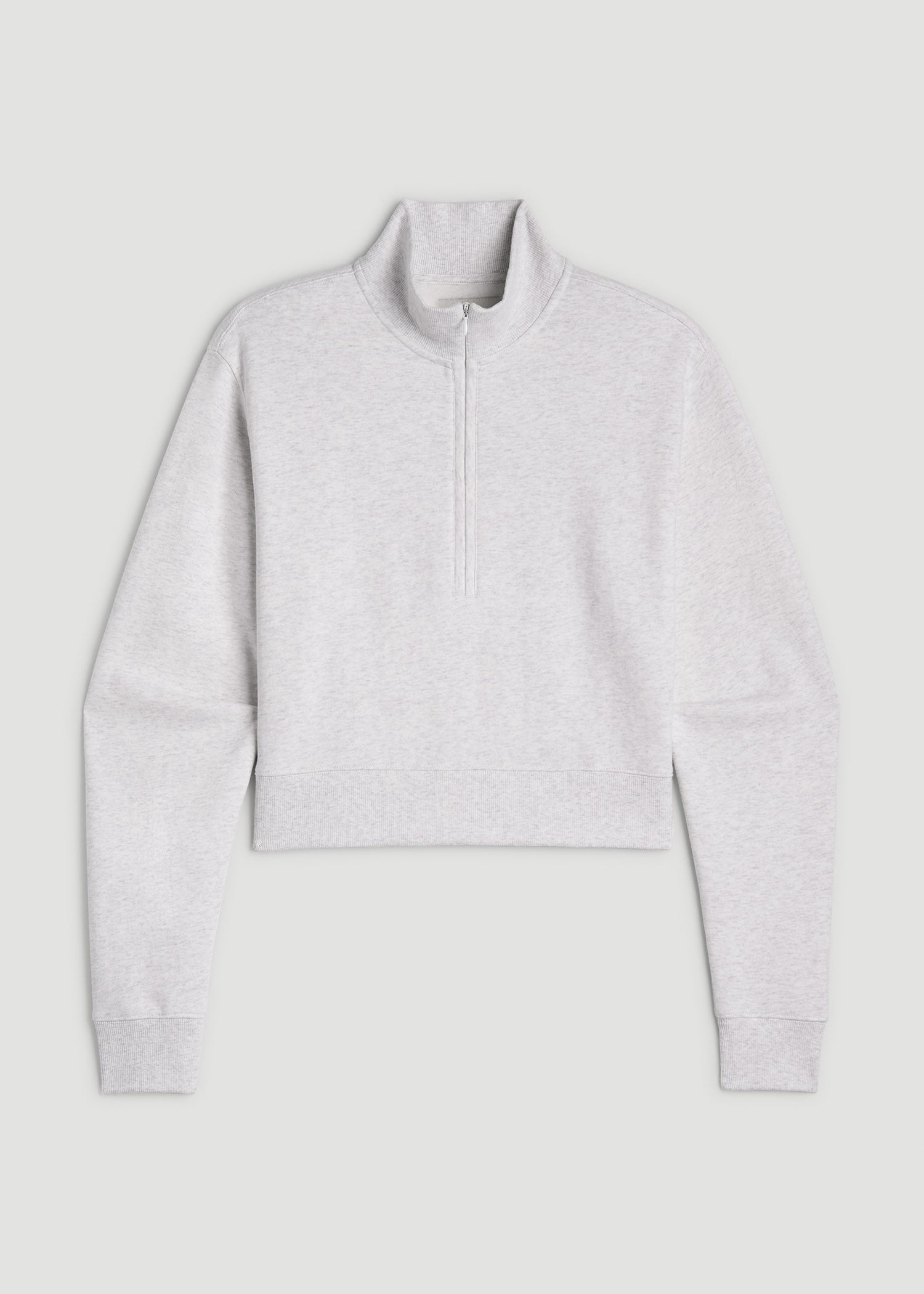 American Tall Women Wearever 2.0 Fleece Half-Zip Cropped Sweatshirt for Tall Women in Heather Cloud White