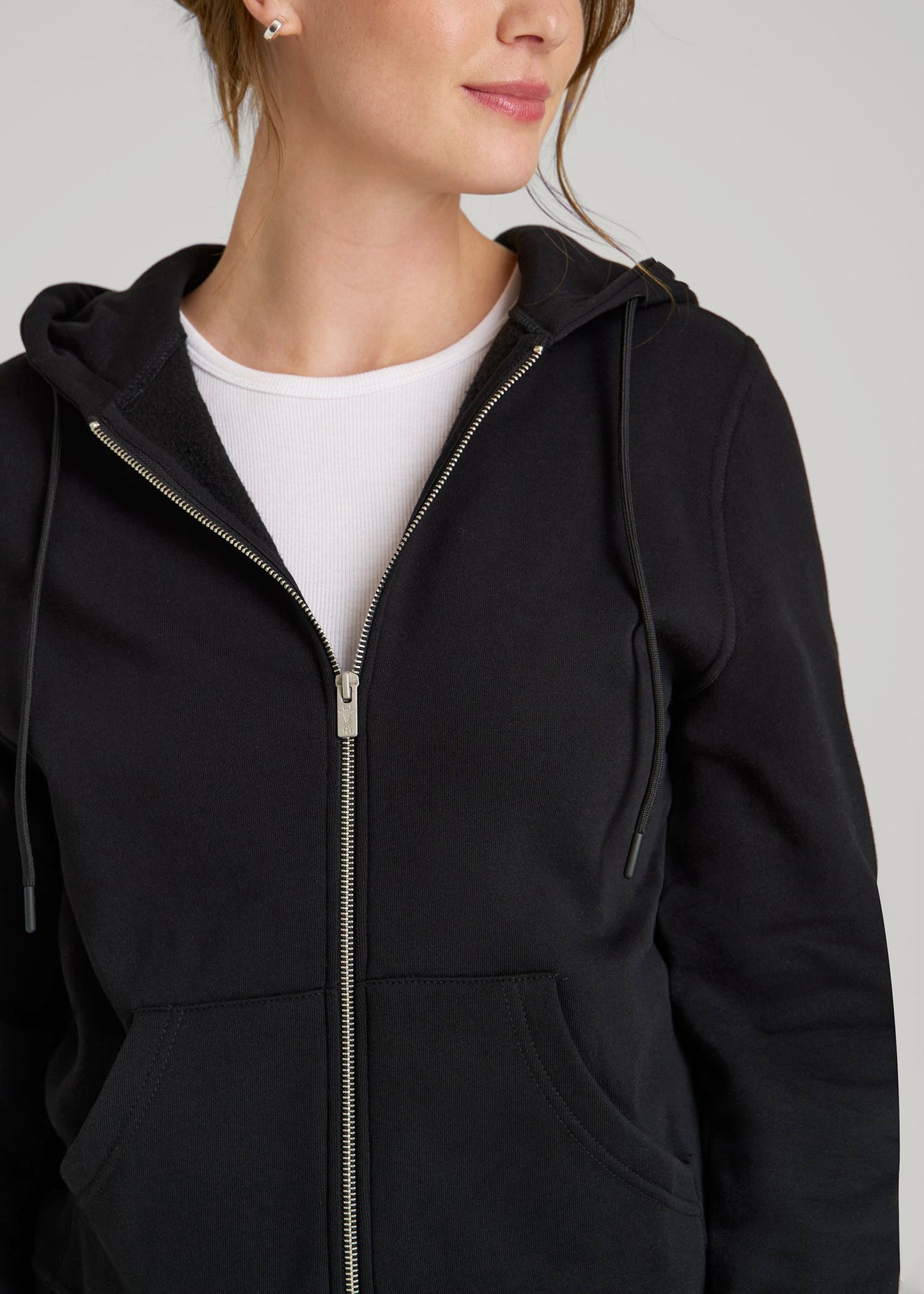 American Tall Women Wearever Fleece Full-Zip Hoodie for Tall Women in Black