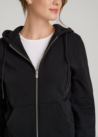 American Tall Women Wearever Fleece Full-Zip Hoodie for Tall Women in Black