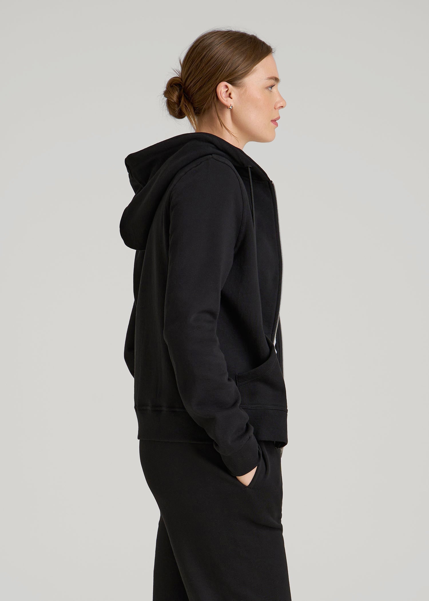 American Tall Women Wearever Fleece Full-Zip Hoodie for Tall Women in Black