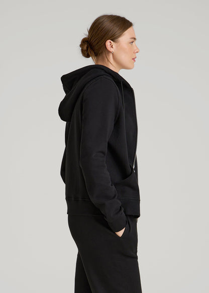 American Tall Women Wearever Fleece Full-Zip Hoodie for Tall Women in Black