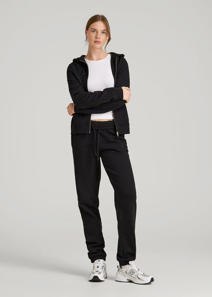 American Tall Women Wearever Fleece Full-Zip Hoodie for Tall Women in Black