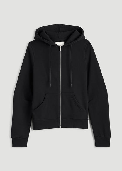 American Tall Women Wearever Fleece Full-Zip Hoodie for Tall Women in Black