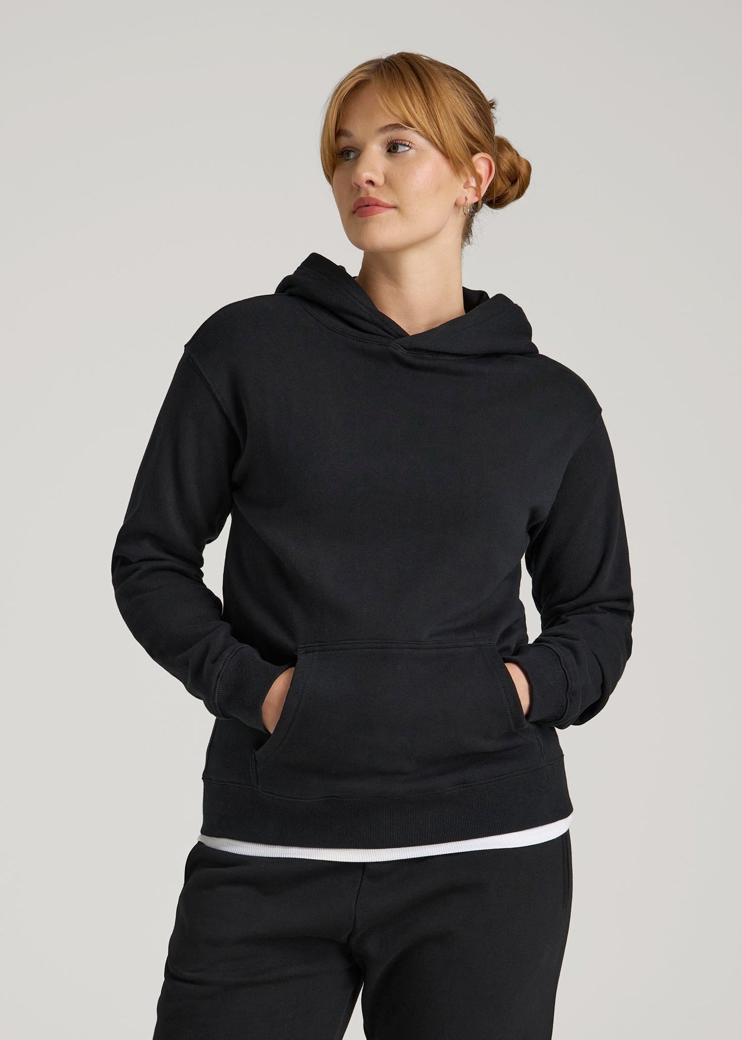 American Tall Women Wearever Fleece Relaxed Fit Hoodie for Tall Women in Black