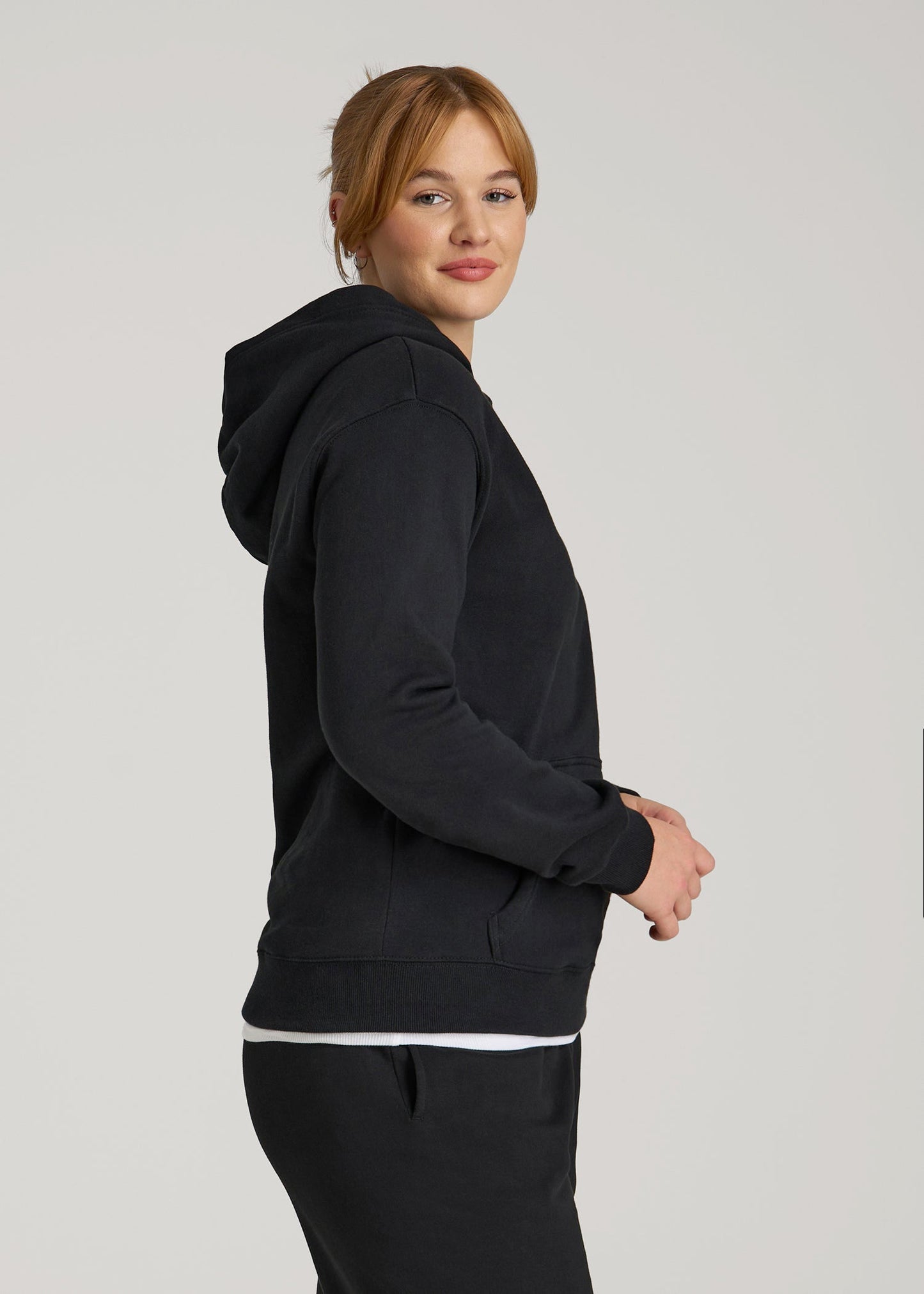 American Tall Women Wearever Fleece Relaxed Fit Hoodie for Tall Women in Black
