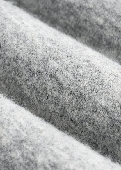 American Tall Women Relaxed Crewneck Wool Blend Sweater for Tall Women in Grey Mix