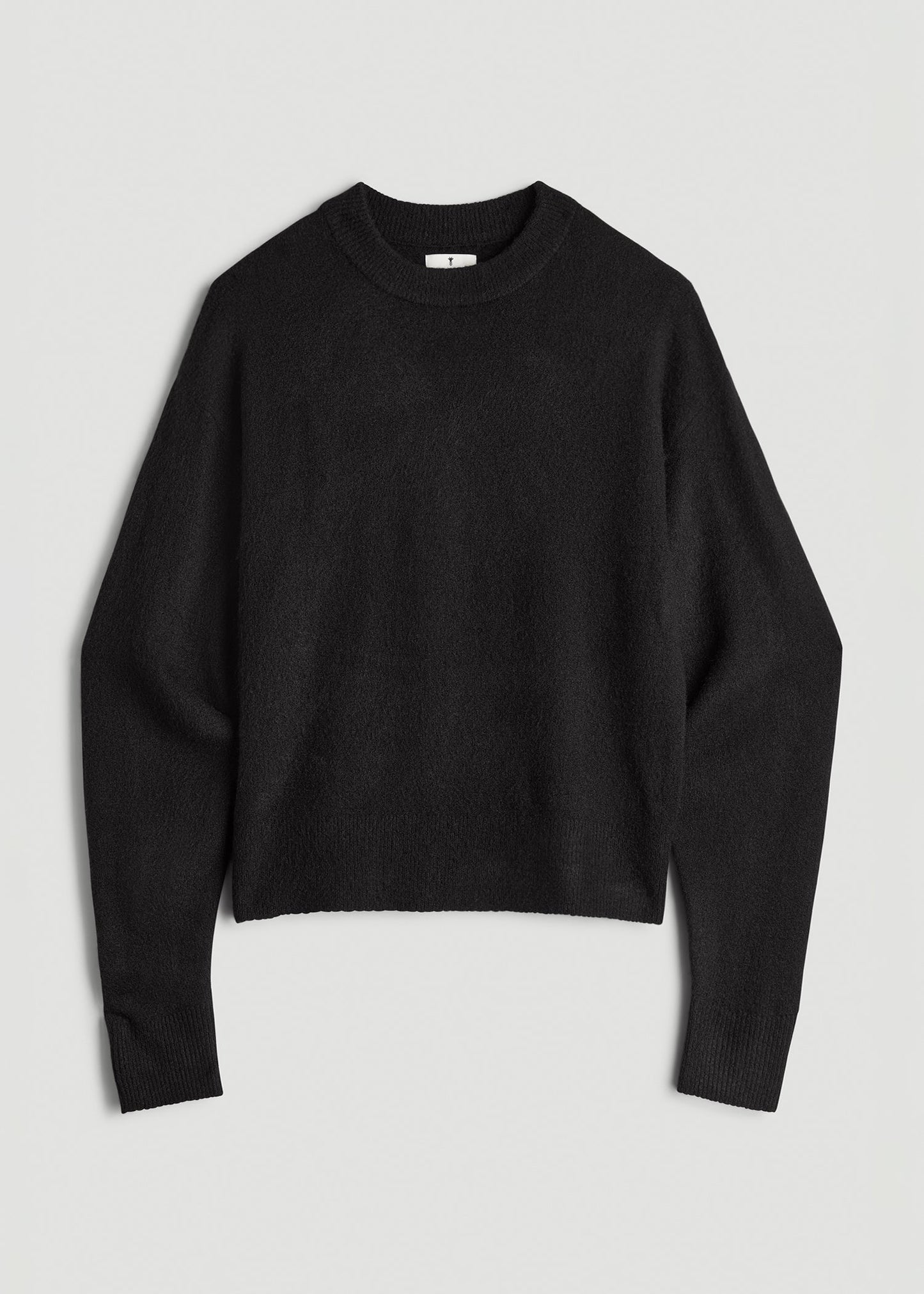 American Tall Women Relaxed Crewneck Wool Blend Sweater for Tall Women in Black