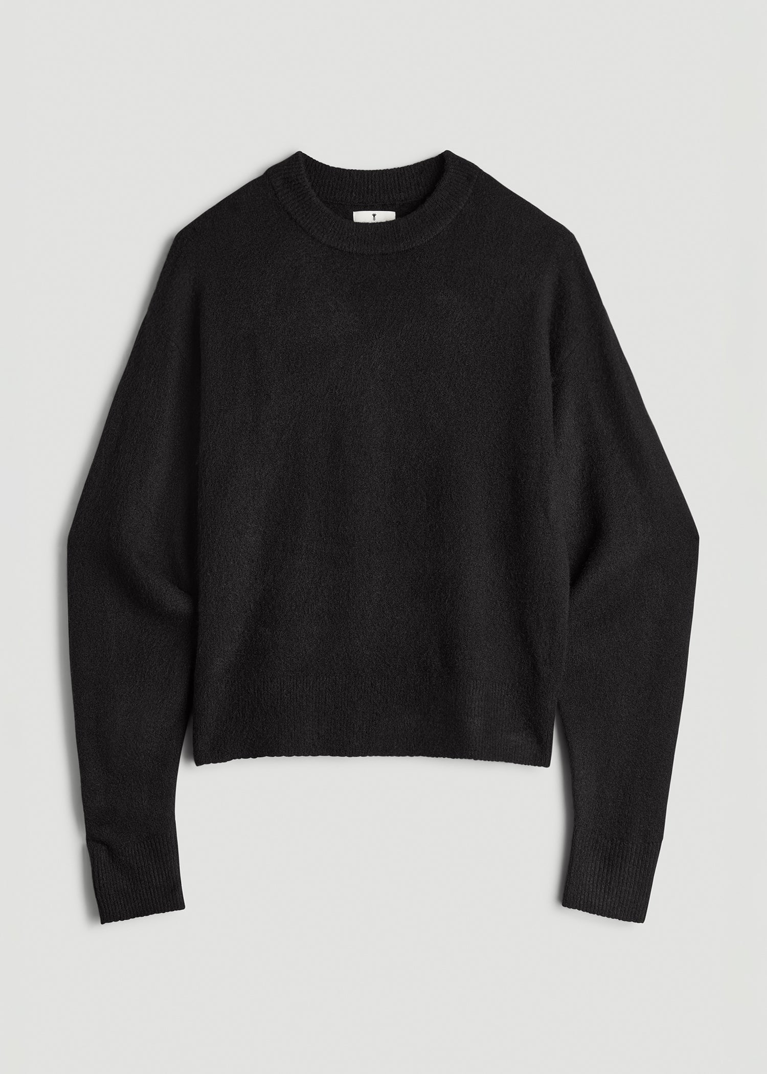 American Tall Women Relaxed Crewneck Wool Blend Sweater for Tall Women in Black
