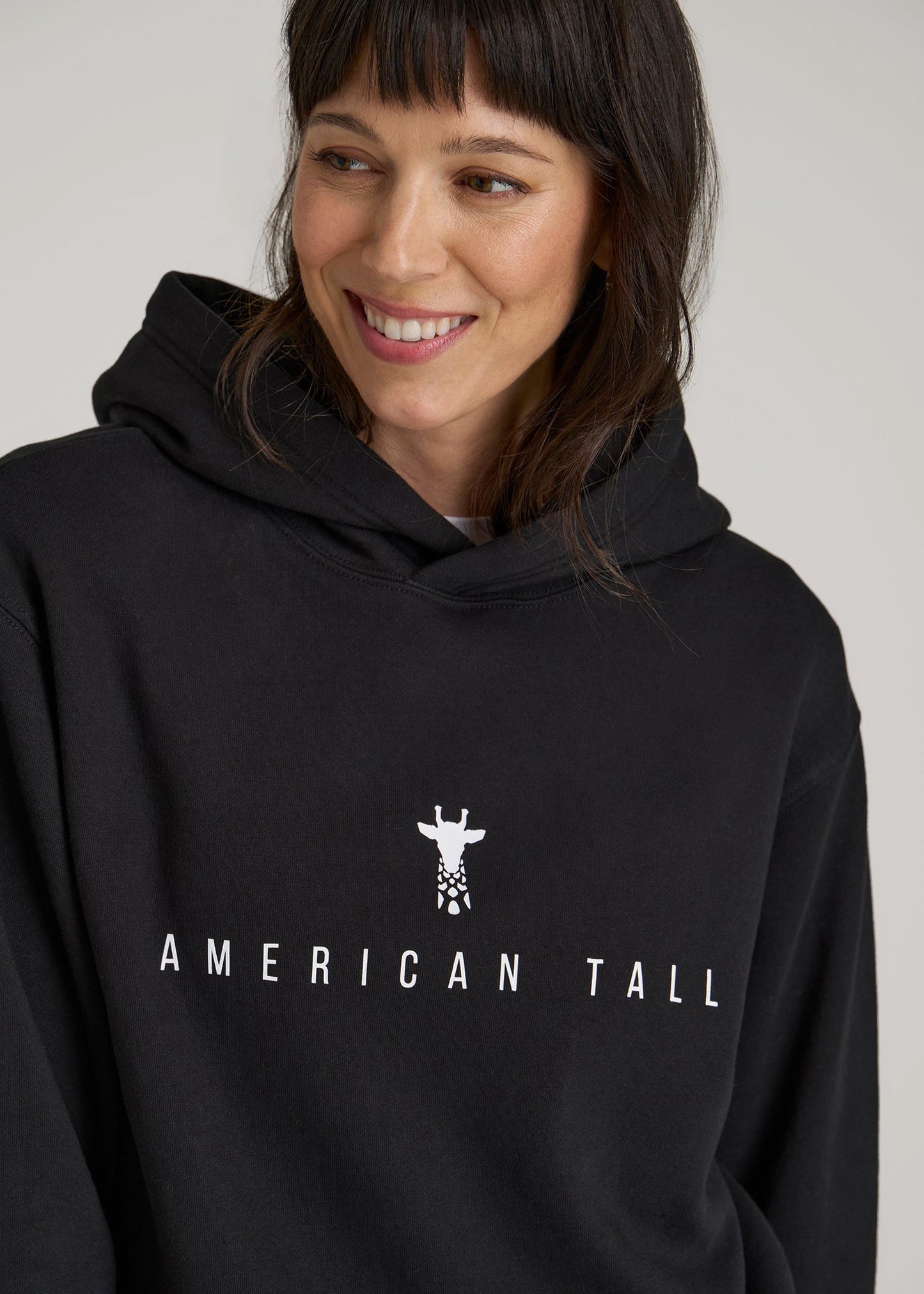 American Tall Women Logo Hoodie for Tall Women in Black