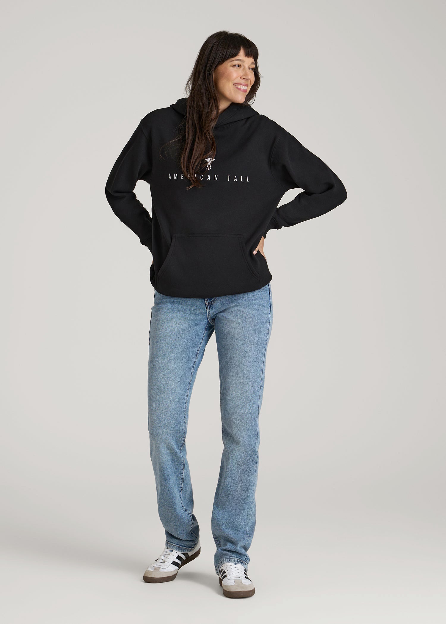 American Tall Women Logo Hoodie for Tall Women in Black