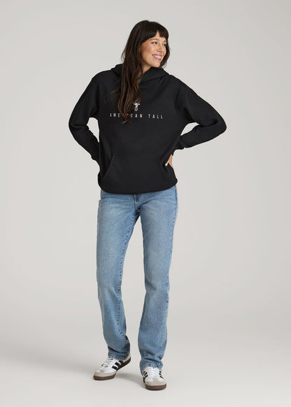 American Tall Women Logo Hoodie for Tall Women in Black