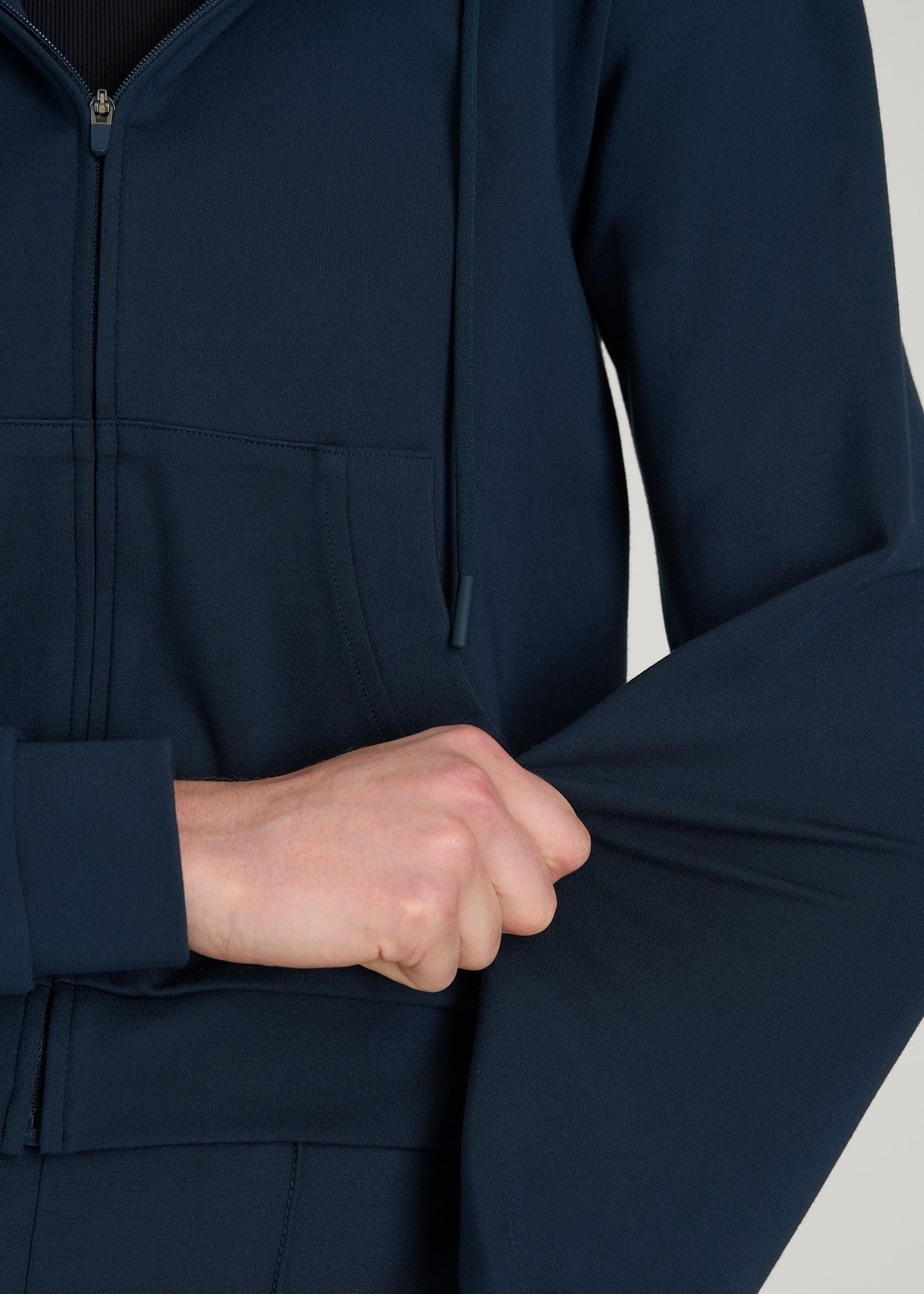 American Tall Women Soft Flex Ponte Cropped Hoodie for Tall Women in Navy