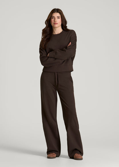 American Tall Women Everyday Terry Cropped Crew for Tall Women in Espresso