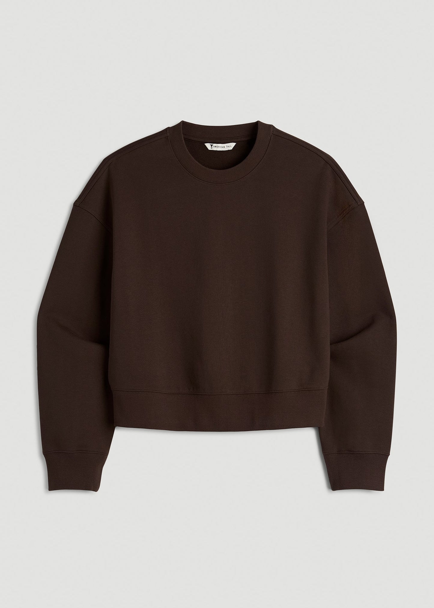 American Tall Women Everyday Terry Cropped Crew for Tall Women in Espresso