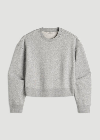 American Tall Women Everyday Terry Cropped Crew for Tall Women in Grey Mix