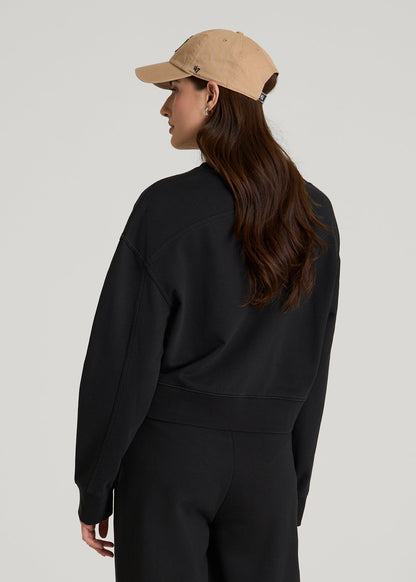 American Tall Women Everyday Terry Cropped Crew for Tall Women in Black