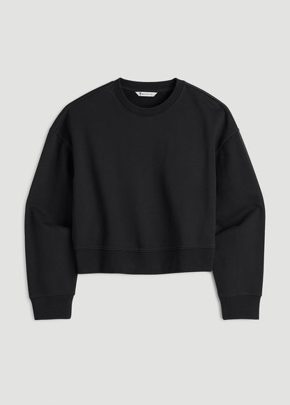 American Tall Women Everyday Terry Cropped Crew for Tall Women in Black