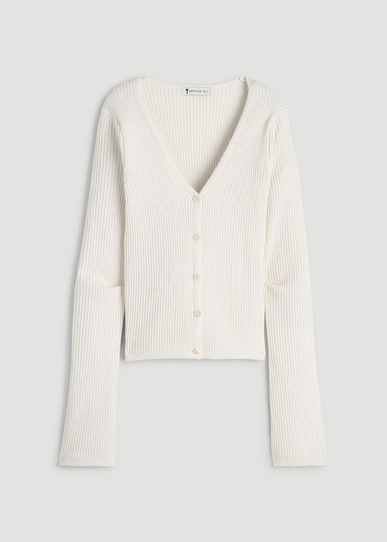 American Tall Women Boucle Knit Cardigan for Tall Women in Star White