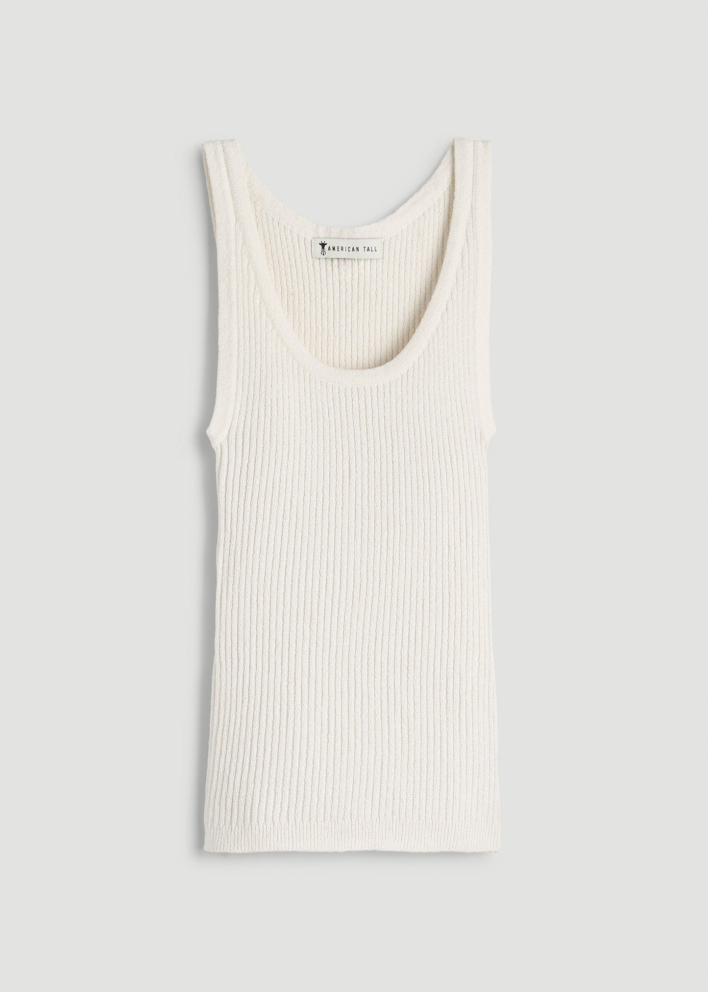 American Tall Women Boucle Knit Tank for Tall Women in Star White