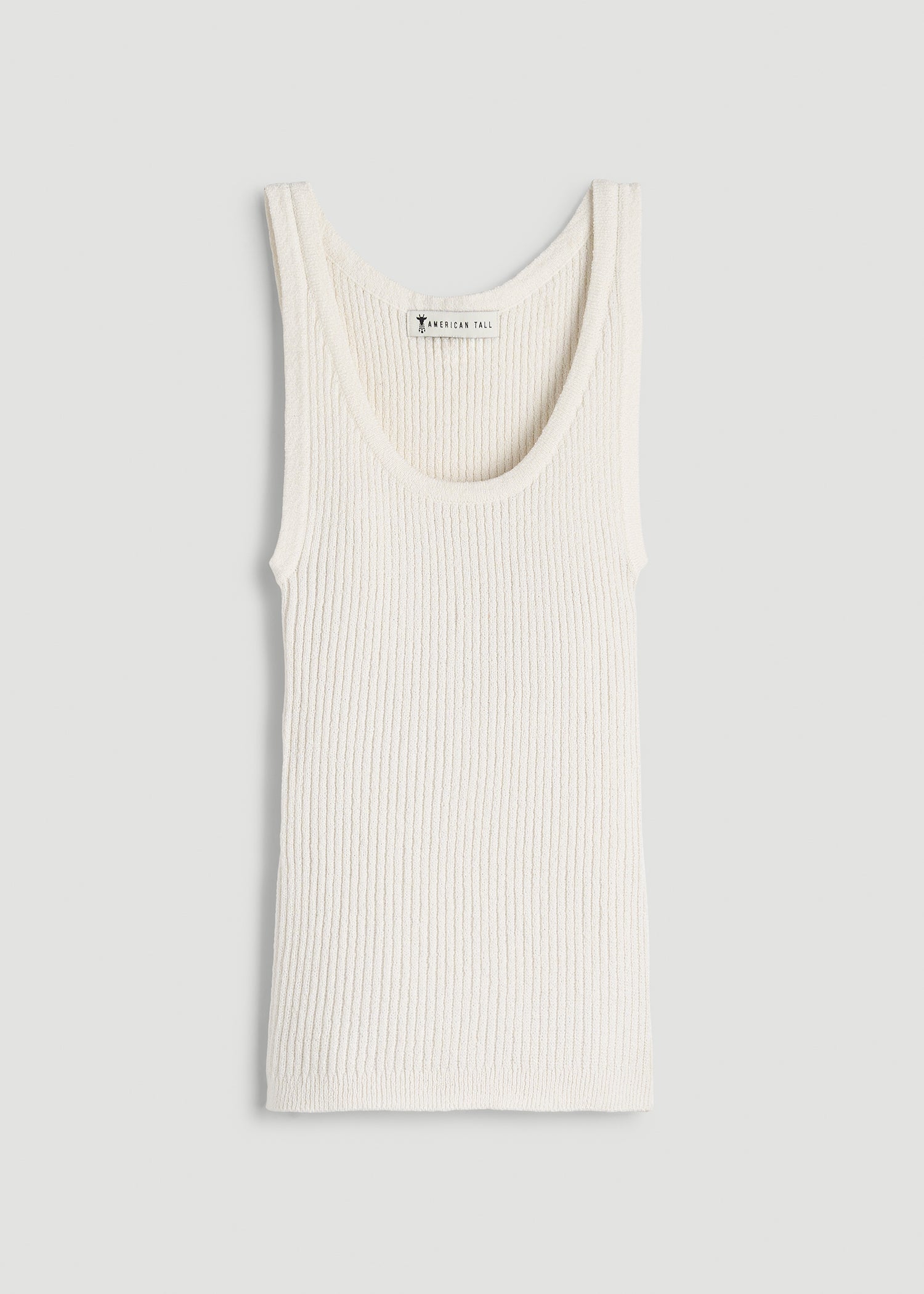 American Tall Women Boucle Knit Tank for Tall Women in Star White