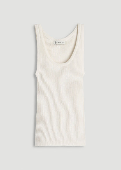 American Tall Women Boucle Knit Tank for Tall Women in Star White