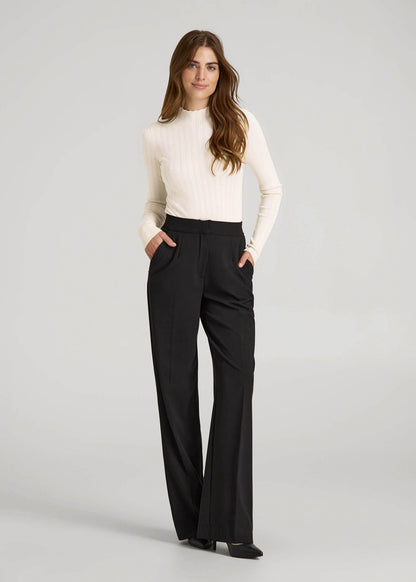 American Tall Women Mock Neck Sweater Bodysuit for Tall Women in Warm Ecru