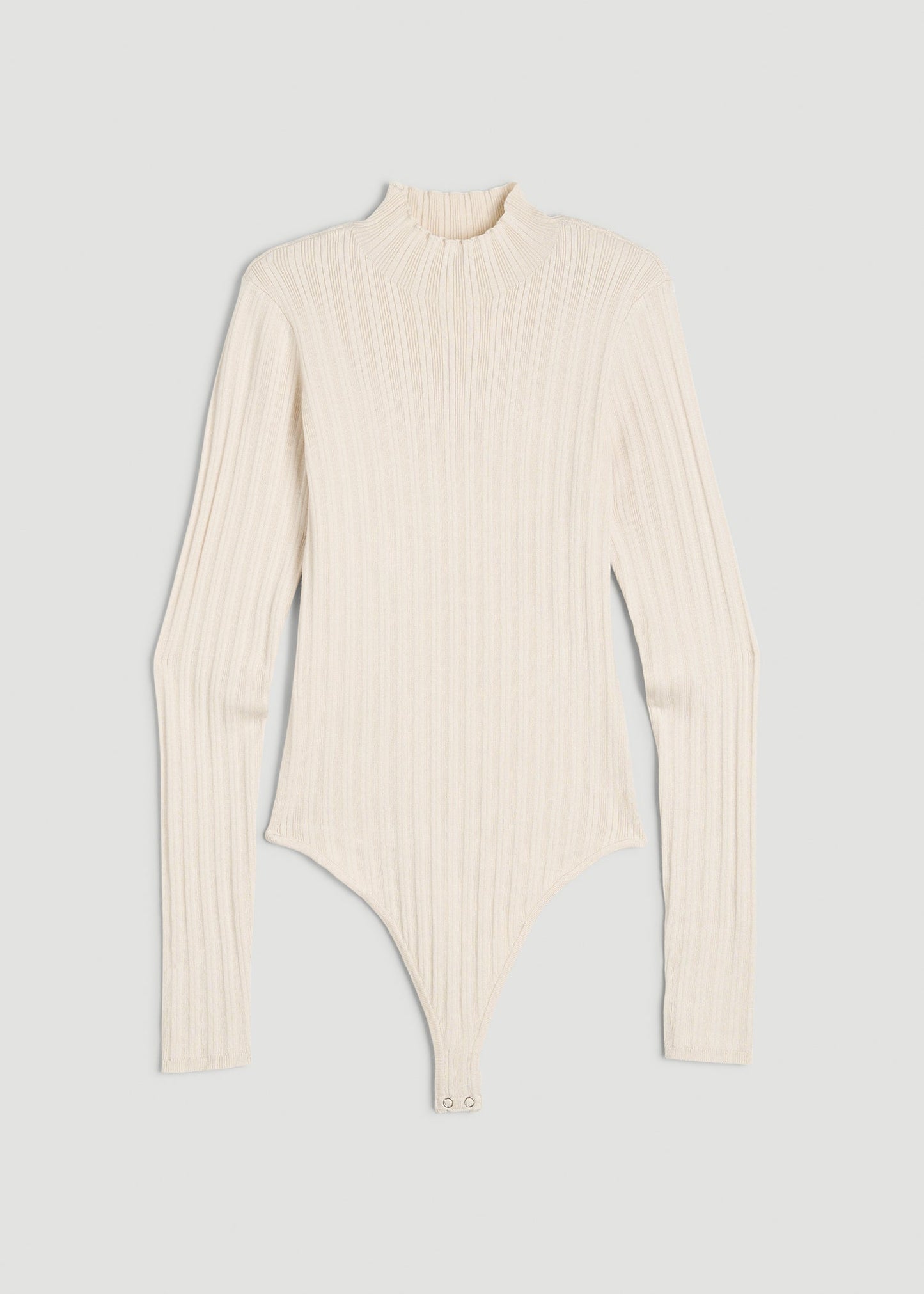 American Tall Women Mock Neck Sweater Bodysuit for Tall Women in Warm Ecru