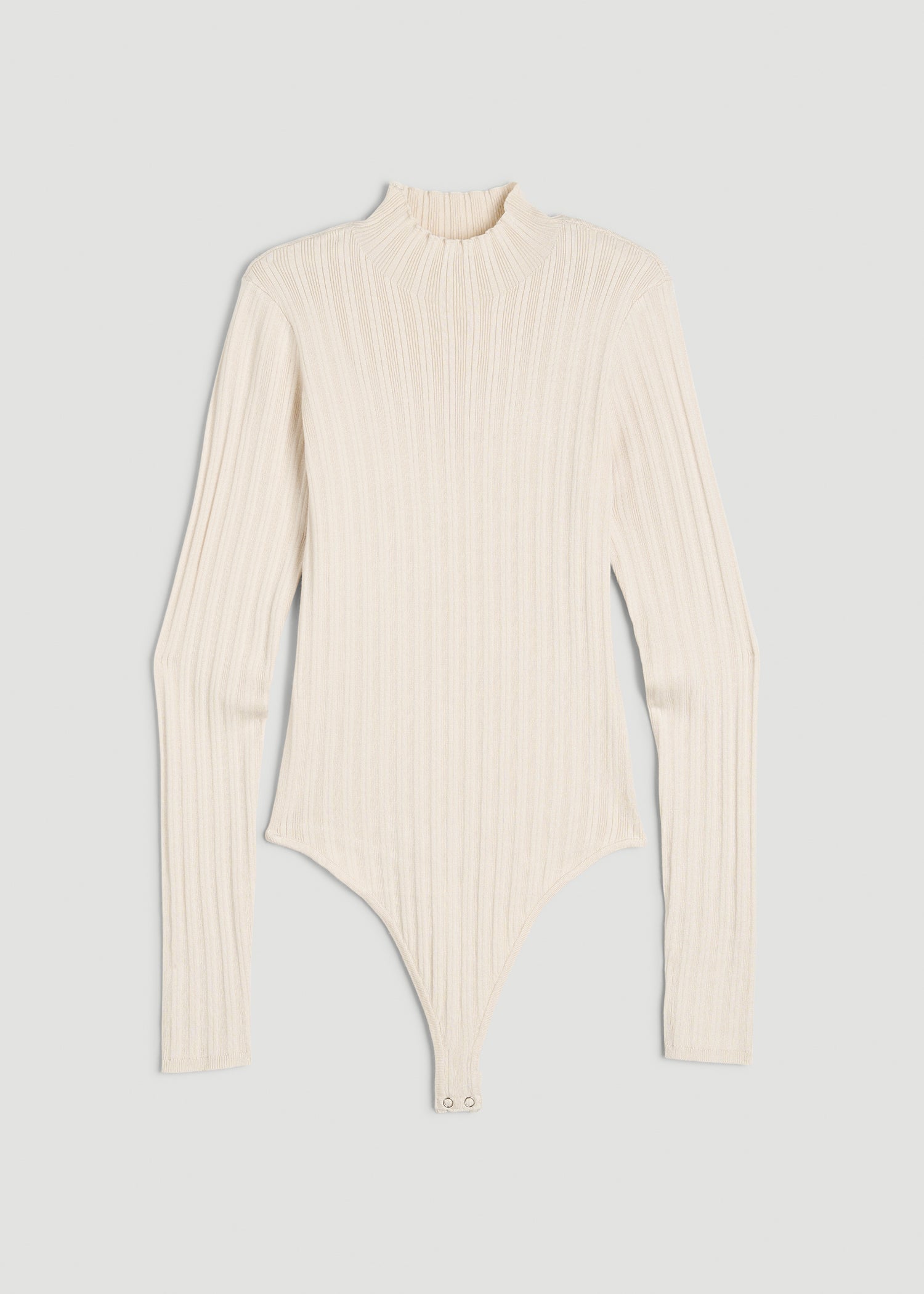 American Tall Women Mock Neck Sweater Bodysuit for Tall Women in Warm Ecru